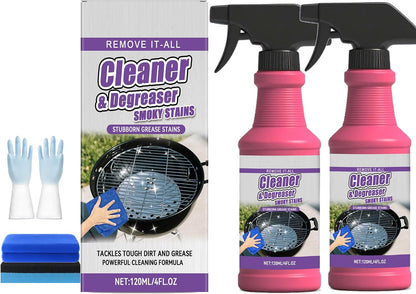Fast-Acting Heavy-Duty Grill Degreaser Spray - Heavy Duty Barbecue Grill Cleaner for Grates, Oven Racks, Roasting Pans (3Pcs)