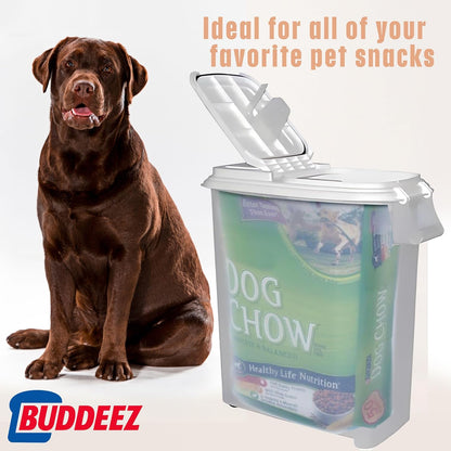 Buddeez Pet Food Storage Dispensers Plastic 4 Gallon - Airtight Flip Top for Freshness - Dry Dog Food, Cat Food or Bird Seed Plastic Containers (Set of 2)