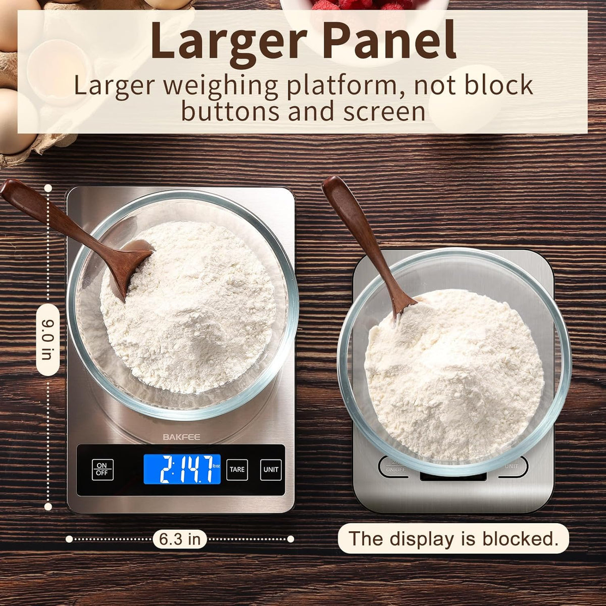Food Scale, 33lb Kitchen Scale with 1g Precision, USB-C Rechargeable