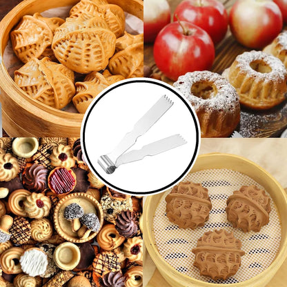 6 PCS Cooking Tweezers Premium Maamoul Tweezers Tongs Stainless Steel Baking Crimper Tool for Decorating and Sealing Cookies, Pie Crusts