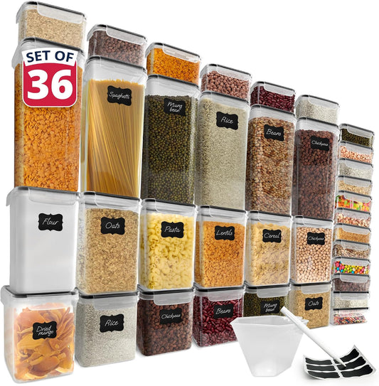 Reli. Airtight Canister Set with Lids (36 Set) | Clear Plastic Food Storage Canisters | Ultra Variety Pack | BPA-Free