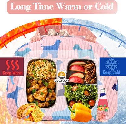 CaCTOUR Lunch Box Kids,Premium Insulated Lunchbox for Girls Boys,Soft Mini Cooler Bag Back to School Thermal Reusable Lunch Bag for Work School Picnic (Blue)