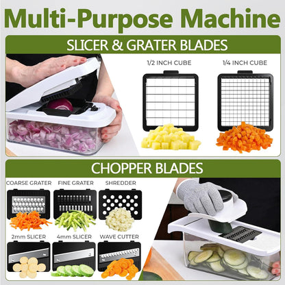 Multifunctional Vegetable Chopper & Mandoline Slicer, Veggie Chopper