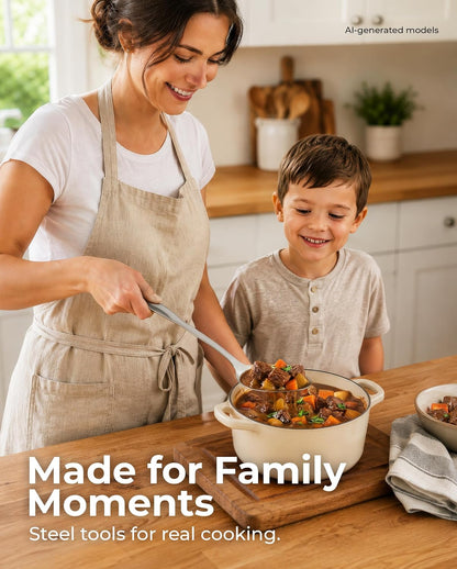 Zulay Kitchen Stainless Steel Serving Spoon - 11.5” Large Cooking & Serving Spoon with Ergonomic Handle - Durable, Rust-Resistant & Dishwasher Safe Kitchen Utensil for Cooking and Buffets
