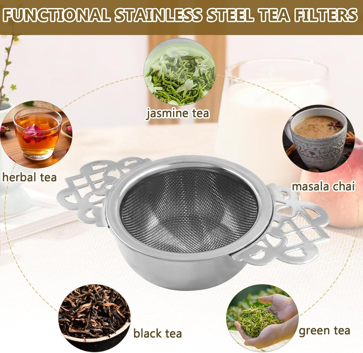 Fine Mesh Tea Strainers, Silver Loose Leaf Tea Filter