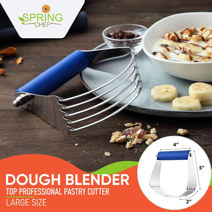 Spring Chef Large Dough Blender For Baking - Durable Pastry Blender - Black