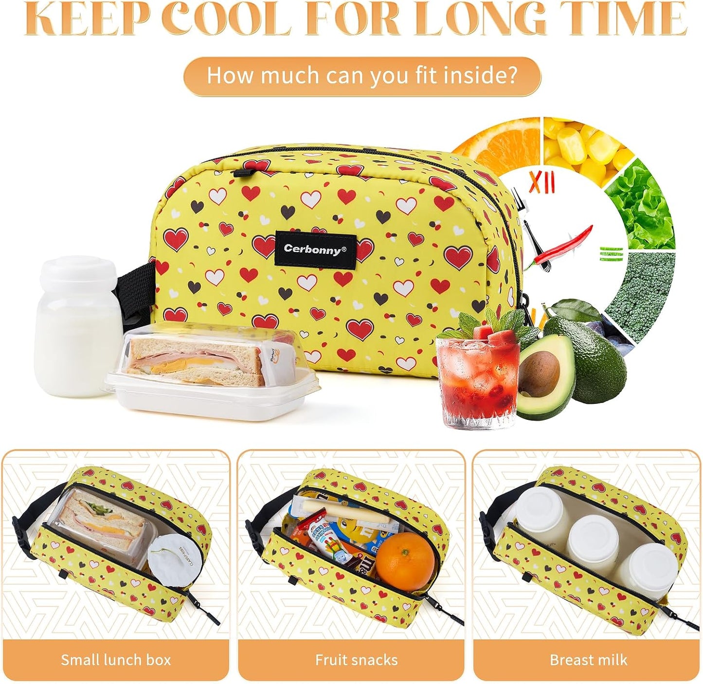 Cerbonny Freezable Cooler Bag for Work/School Travel - Mini Insulated Bag Fit For Yogurt