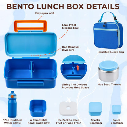 JXXM Bento Lunch Box for Kids With 8oz Thermo, Leakproof Bento Box with with 2 Compartments, Insulated Bottle, Lunch Bag, BPA Free Dishwasher Safe for School Girls Boys (Pink)