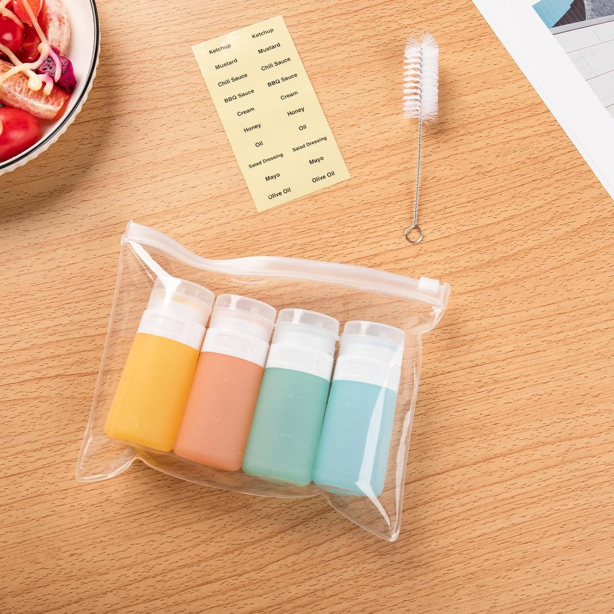 MICEBAY 2 oz Condiment Squeeze Bottles, Leakproof Salad Dressing Container