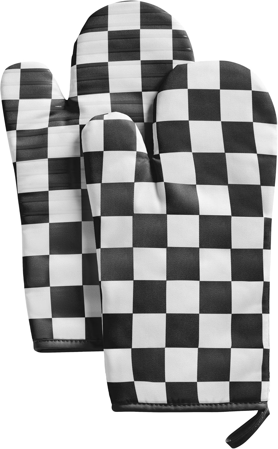 Ohocut Navy Blue Checkered Oven Mitts Heat Resistant, Vintage Retro Checkerboard Cute Oven Mitts, Non-Slip Silicone Kitchen Oven Gloves, 2-Pack Set, 7''x13''