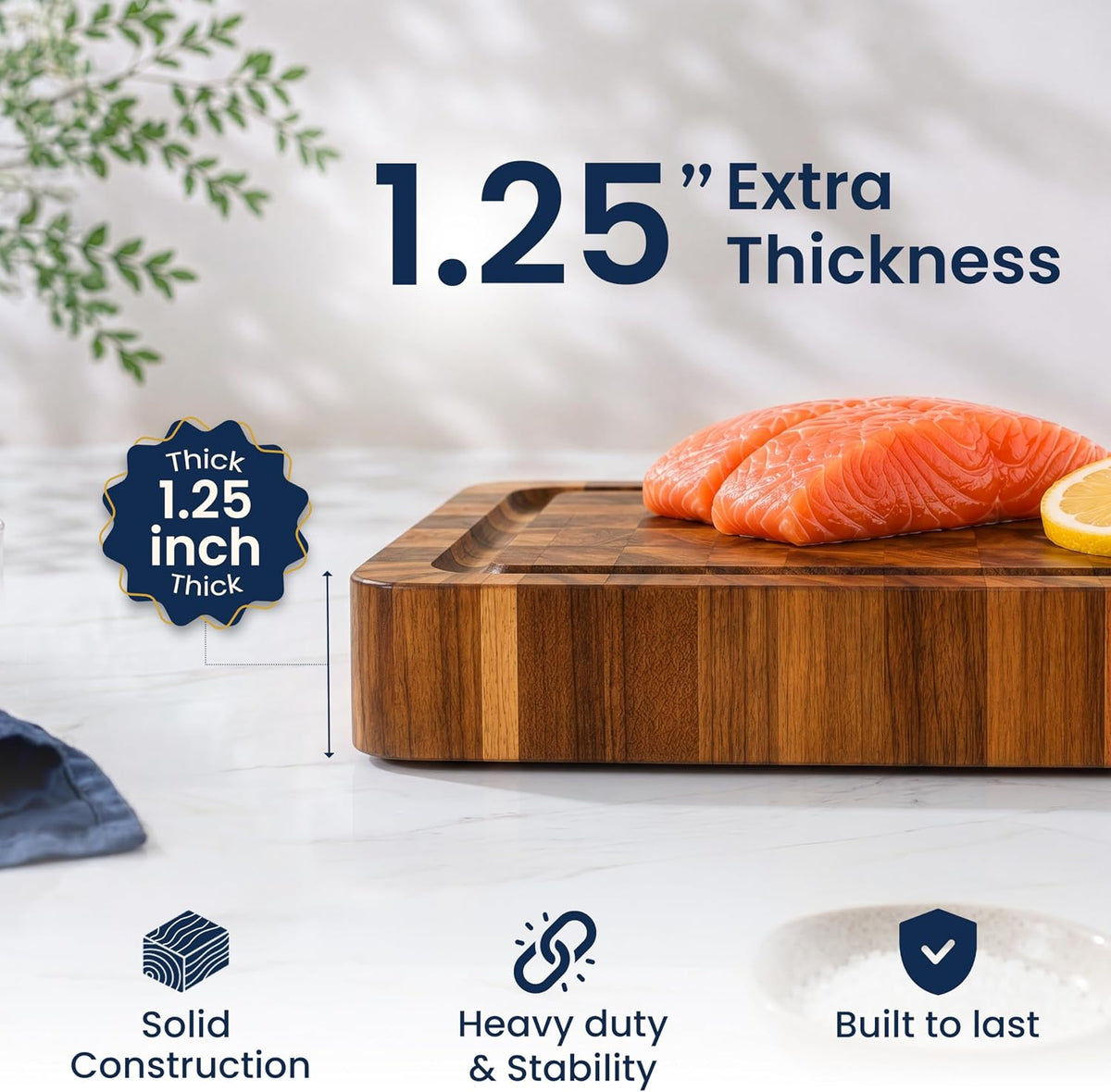 HOMESTEAD End Grain Acacia Wood Cutting Board 23x18x1.5, Reversible Butcher Block Board for Kitchen with Deep Juice Groove, Handles, Knife-Friendly Surface for Meat Chopping and Charcuterie Serving