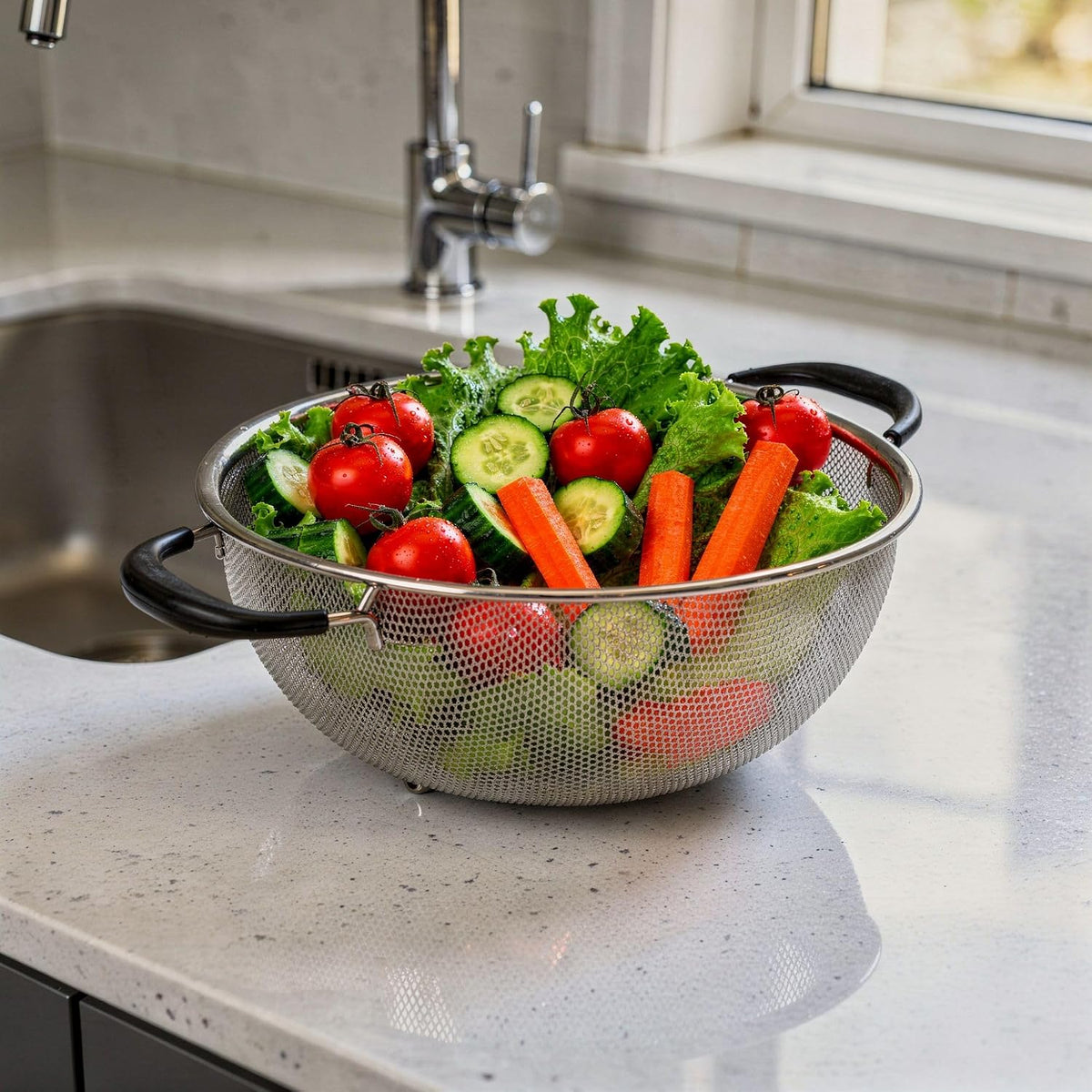 Restaurantware 6 qt Stainless Steel Over The Sink Colander
