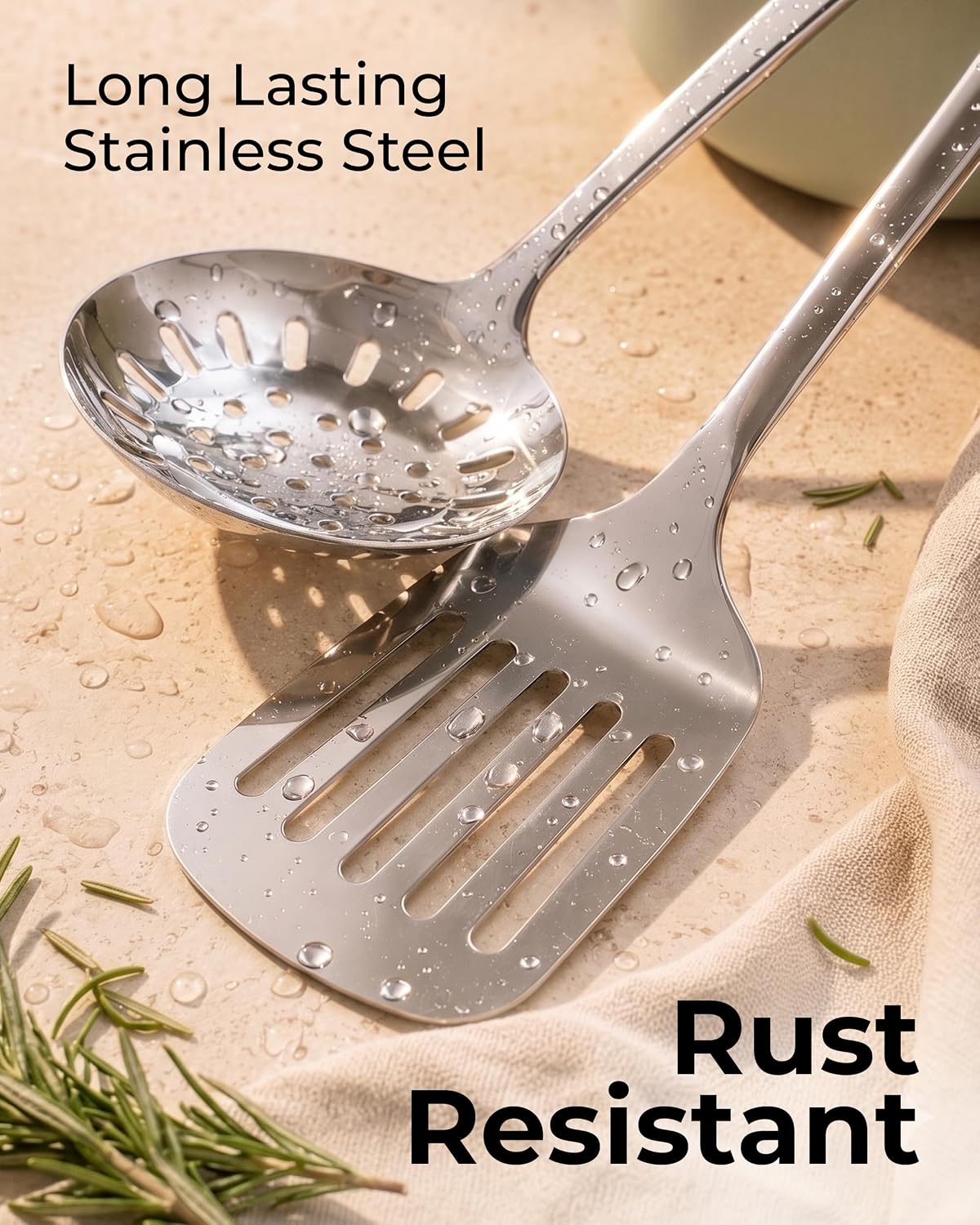 Zulay Kitchen Stainless Steel Serving Spoon - 11.5” Large Cooking & Serving Spoon with Ergonomic Handle - Durable, Rust-Resistant & Dishwasher Safe Kitchen Utensil for Cooking and Buffets
