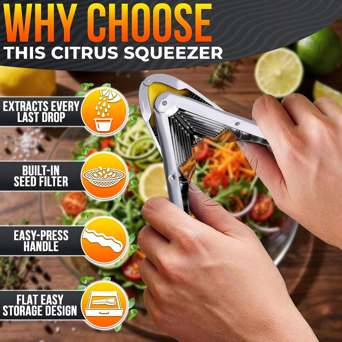 NADOBA Lemon Squeezer and Lime Squeezer, Max Extraction Citrus Hand Juicer