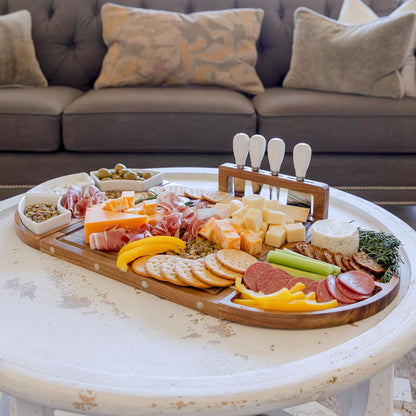 Elite Snacker Large Charcuterie Board Set, Acacia Wood, Premium Finish