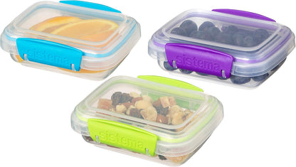 Sistema 6-Piece Food Storage Containers with Salad Dressing and Condiment Containers and Lids for Meal Prep, Dishwasher Safe, Clear/Green