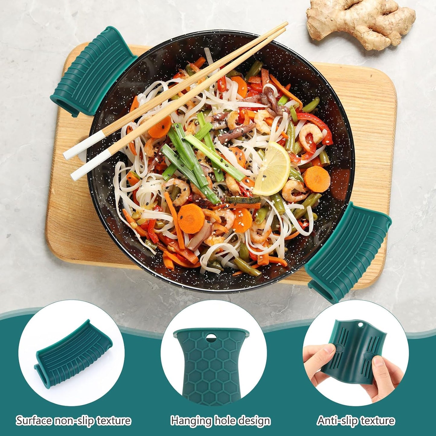 Patelai 8Pcs Silicone Cast Iron Handle Cover,Black