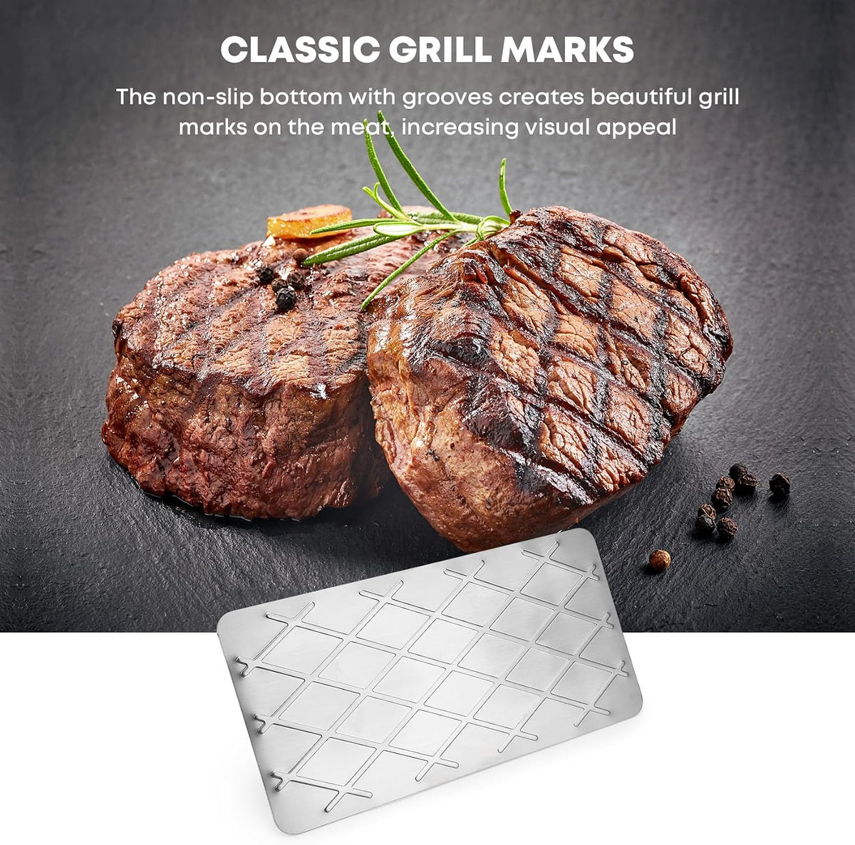 Stanbroil Stainless Steel Bacon Press Griddle Rectangular Grill Press