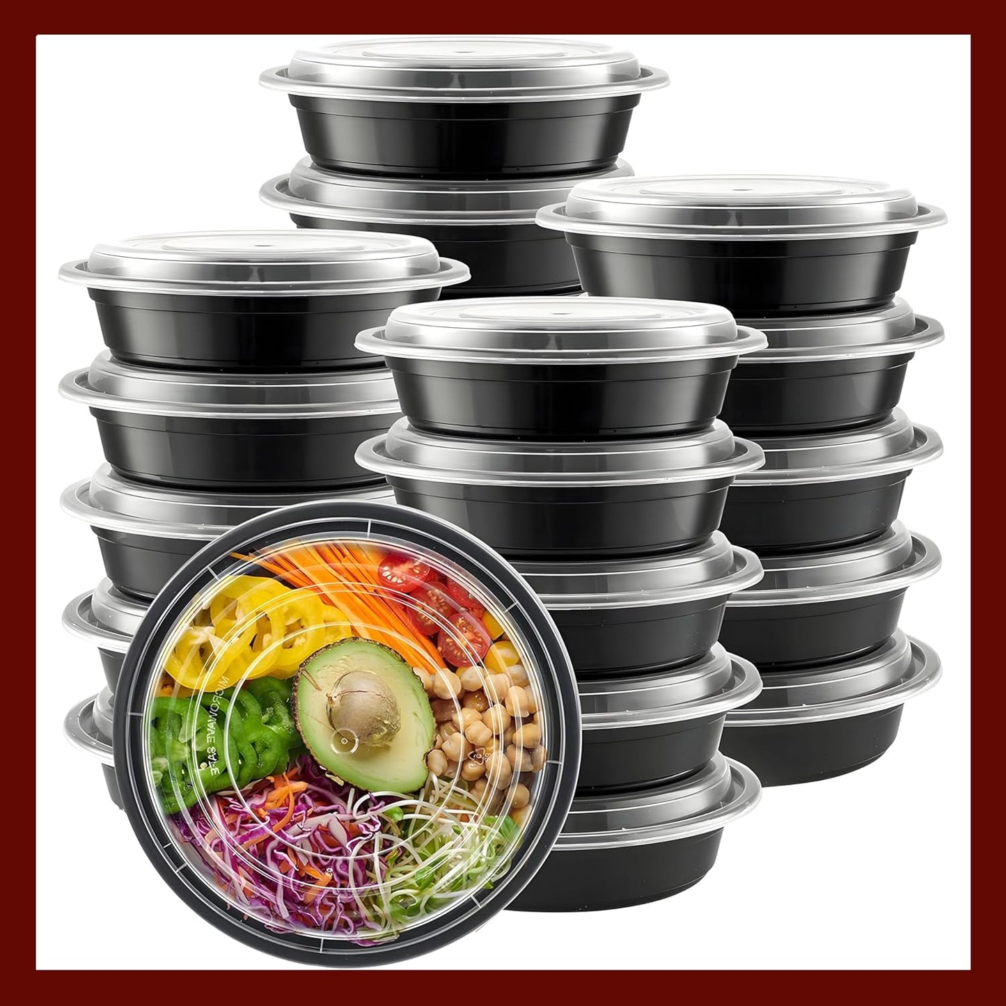 Meal Prep Containers Round [10 Set] x [16 oz] with Lids, 1 compartment, Stackable, Reusable, Leakproof, Food Safe, Microwave, Freezer & Dishwasher Safe for Food Prep Storage (10 Set, 16 oz)