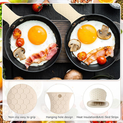 Patelai 2pcs Silicone Pan Handle Sleeve for Cast Iron Skillet, Black