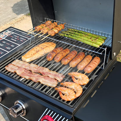 Utheer 2-Pack Griddle Warming Rack for Blackstone 28" Griddles, Stainless Steel Flat Top Grill Accessories | Reversible Rack Adds Prep Space, Foldable Clip-On Design Expands Cooking & Holding Area