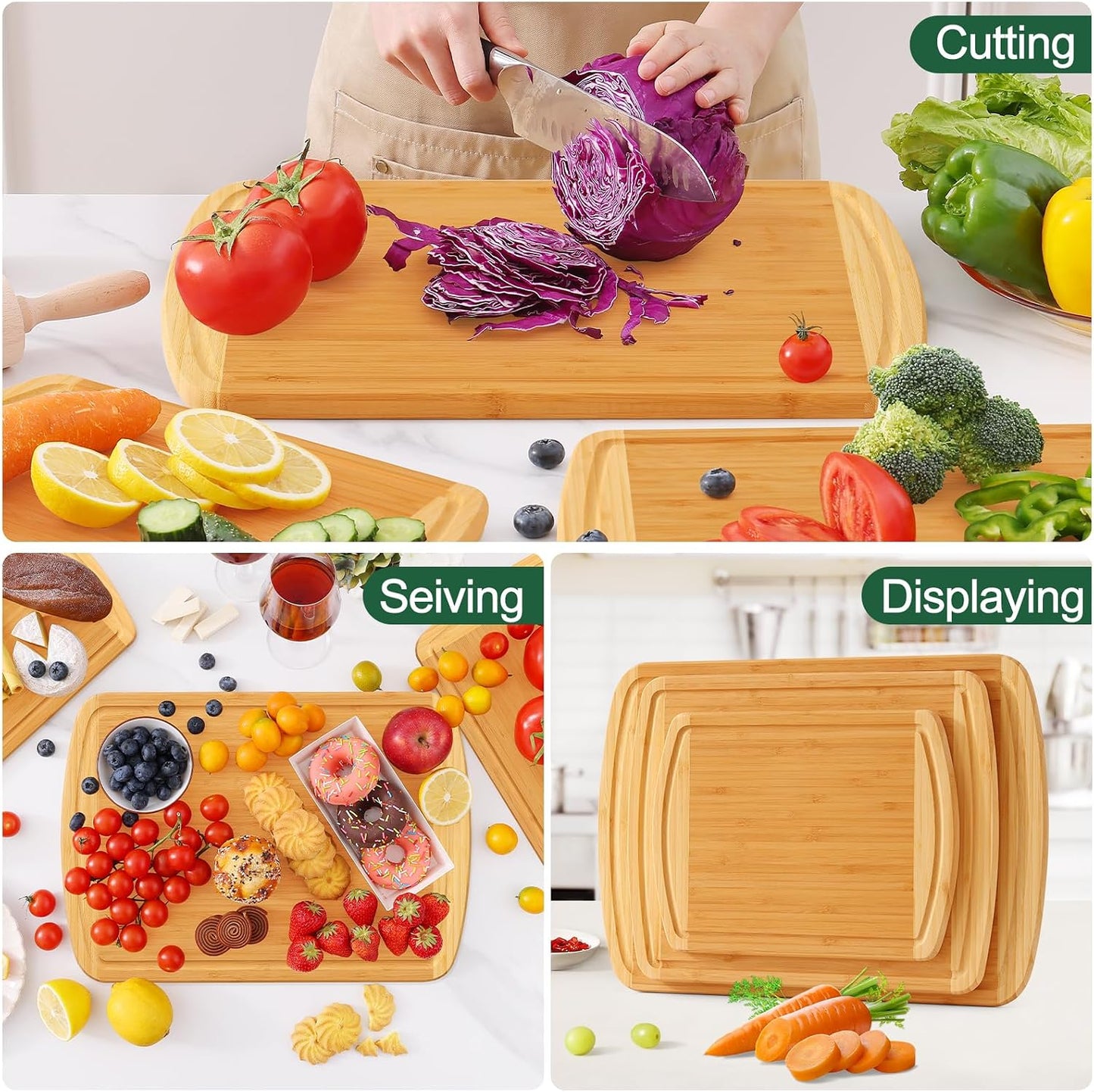 Homaxy Extra Large Bamboo Cutting Boards for Kitchen, 18x12.5" Wood XL Cutting Board with Juice Groove, Butcher Block Wooden Chopping Board for Kitchen, Meat, Cheese, Fruit & Vegetables - Pre Oiled