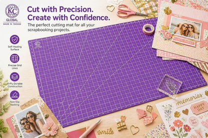 KC GLOBAL A3 (19"x13") Professional Grade Self-Healing Cutting Mat (Purple) - Odor-Free, Double-Sided, Eco-Friendly, Non-Slip, Premium Desk mat for DIY, Crafting, Model Building,and Art Projects