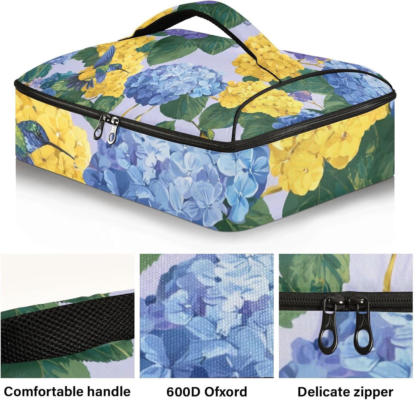 Casserole Carriers for Hot or Cold Food Reusable Casserole Dish Carrier Insulated Thermal Large Capacity Durable Perfect for Party Camping Family Gatherings Yellow Fish - Colors B