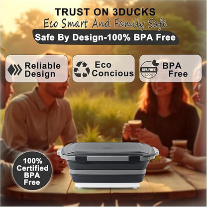 Collapsible BBQ Prep Tub 8L Black | Portable Meat Marinating Container with Locking Cutting Board Lid, BBQ Tongs, 2 Meat Shredding Claws & 2 Heat-Resistant Grill Gloves for Camping & Grilling