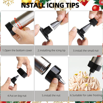 Cookie Press Gun Kit with 13 Design Discs and 8 Icing Nozzles, Black