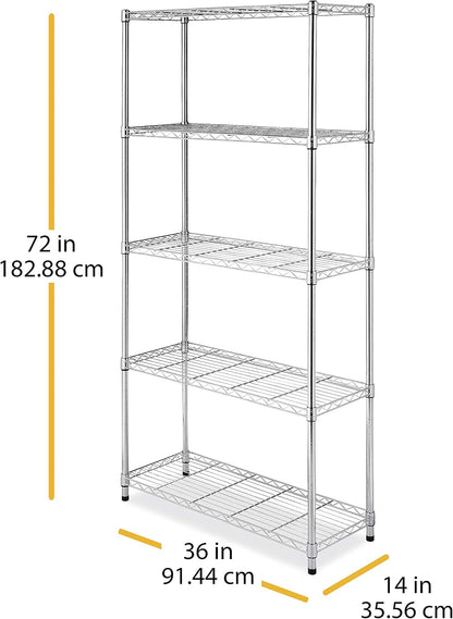 Whitmor 2-Wire Shelving Unit, Metal Storage Shelves, Stacking Shelf with Basket, Easy Assembly Home Organizer for Pantry, Kitchen, Garage, Plant