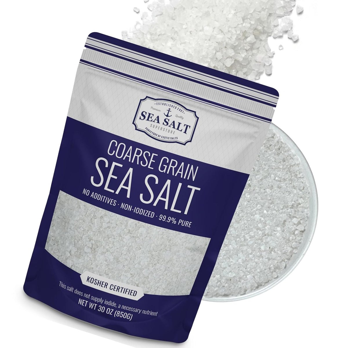 Sea Salt Superstore Coarse Sea Salt for Grinder Refill, Non-Iodized, 14 oz