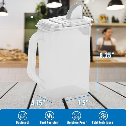 Buddeez Kitchen Pantry Container - Easy Grip Handle for Mess Free Use - Flour and Sugar Storage Made Simple - 4 Quart White Lid