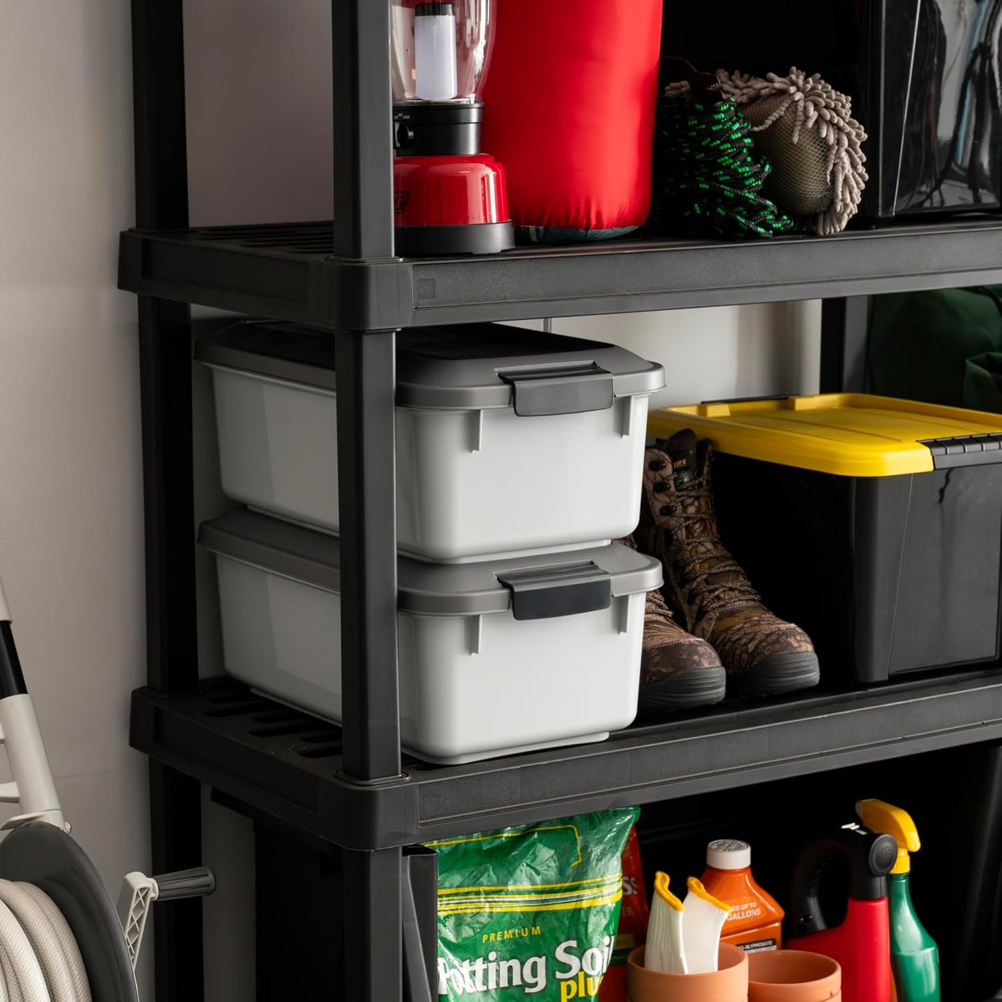 IRIS USA Dog Food Storage Container, 2 Pack, Up to 30 lbs Each, Airtight Seal for Freshness, Wheels for Rolling, Easy One Hand Opening, Made in USA, BPA Free, Clear/Black