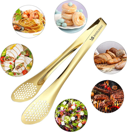 MSY BIGSUNNY Chef Kitchen Tongs Stainless Steel Food Serving Tongs Set Buffet tongs (silver 7" 9" & 11", 3 pack)