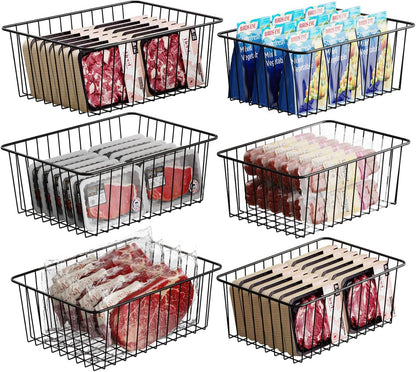 iSPECLE Freezer Organizer Bins - 4 Pack Upright Freezer Baskets for 17/21 Cu.Ft Stand Up Freezer, Wire Storage for Reach-In Freezer, Slide-Out Access, Prevents Items Falling, 2 Large 2 Medium, White