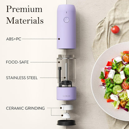 Ultrean Electric Salt and Pepper Grinder Set, Rechargeable,Matte Black