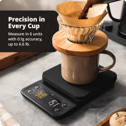 Greater Goods Coffee Scale with Timer, 0.1g Precision for Espresso & Matcha