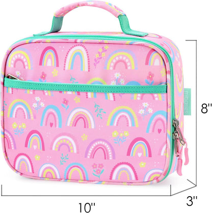 mibasies Kids Lunch Box for Girls Toddler, Insulated and Reusable Lunch Bag for School, Pink Rainbow