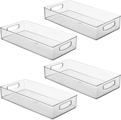 iDesign Slim Extra Long Clear Storage Bin, Narrow Stackable Organizer for Kitchen or Pantry