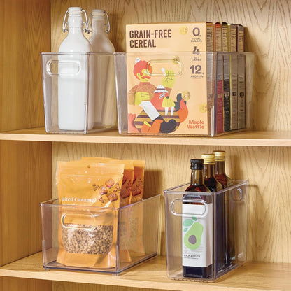 iDesign Storage Bin with Handles, 12" x 10" x 8", Clear | For Kitchen, Pantry, Cabinet, Nursery, Crafts