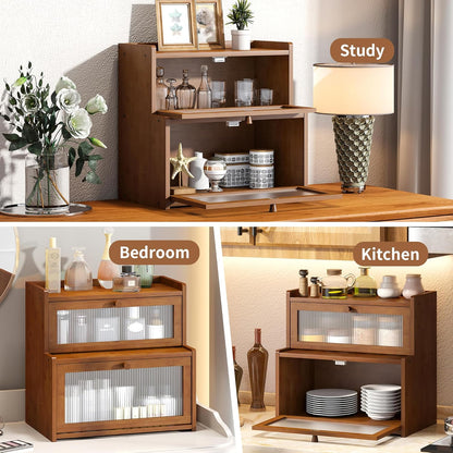FILWH Bread Box for Kitchen Countertop Double Layer Large Corner Bread Box Capacity Bread Storage Bin Farmhouse Breadbox Container Organizer Cabinet Cupboard Black
