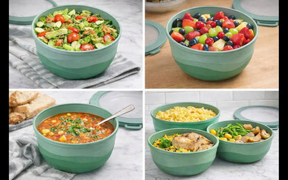 Pera Mixing Bowls with Lids, 8-Piece Airtight Leak-Proof Nesting BPA-Free Bowl Set for Kitchen & Food Storage, Large 4200ml Capacity, Microwave & Dishwasher Safe