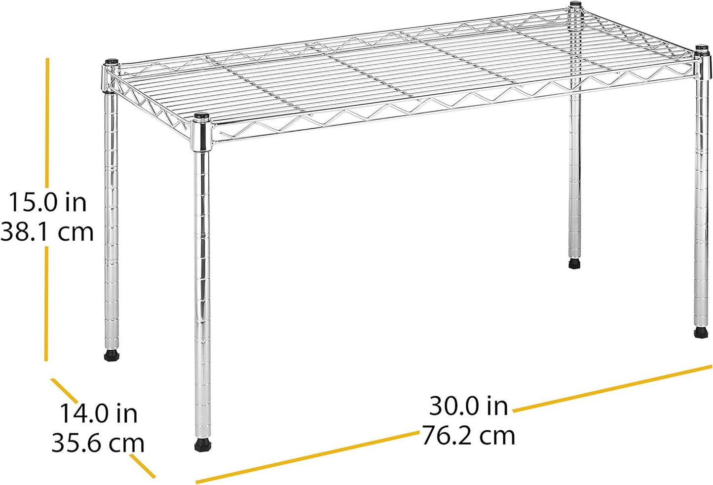 Whitmor 2-Wire Shelving Unit, Metal Storage Shelves, Stacking Shelf with Basket, Easy Assembly Home Organizer for Pantry, Kitchen, Garage, Plant