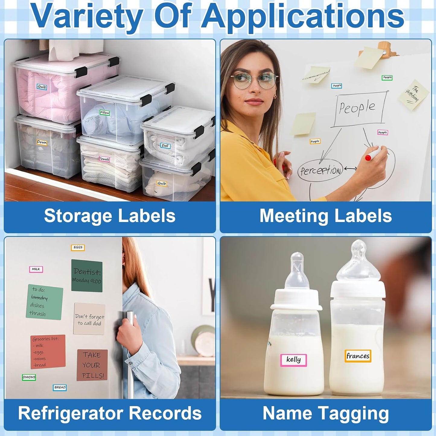480 Pcs Dry Erase Labels, Dry Erase Stickers, Waterproof Sticker Labels, Removable Labels Easy Peel Off, Reusable Sticky Notes for Food Containers, Office (Retro, Small)