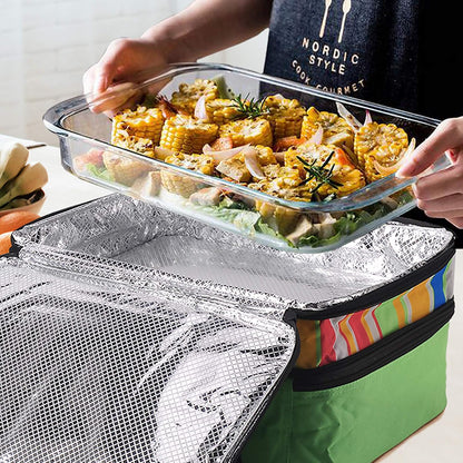 MIER Insulated Double Casserole Carrier Bag for Lasagna Lugger, Potluck Parties, Picnic, Beach, Fits 9 x 13 Inches Baking Dish, Casserole Dish, Expandable, Dark Blue