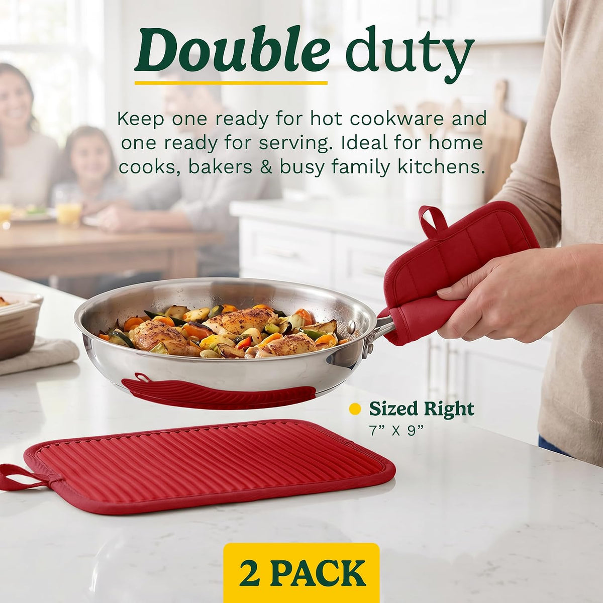 Cuisinart Silicone Pot Holders, Set of 2 7"x9", Heat Resistant 500F