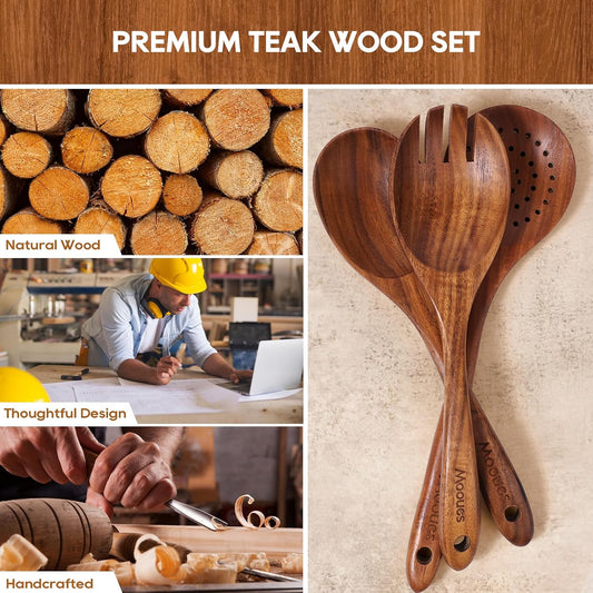 Wooden Spoons for Cooking Teak Wood Cookware Utensil Set