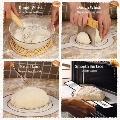 Sourdough Starter Kit 10" Round Banneton Bread Proofing Basket