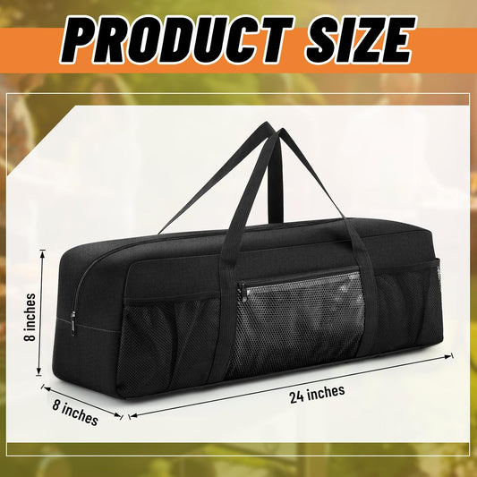 24" Grill Tool Storage Bag, Heavy Duty Waterproof BBQ Tools Bag, 24" x 8" x 8", Large Grill Utensil Storage Caddy with Pockets, BBQ Accessories for Outdoor Barbecue, Camping, Hiking(Green)